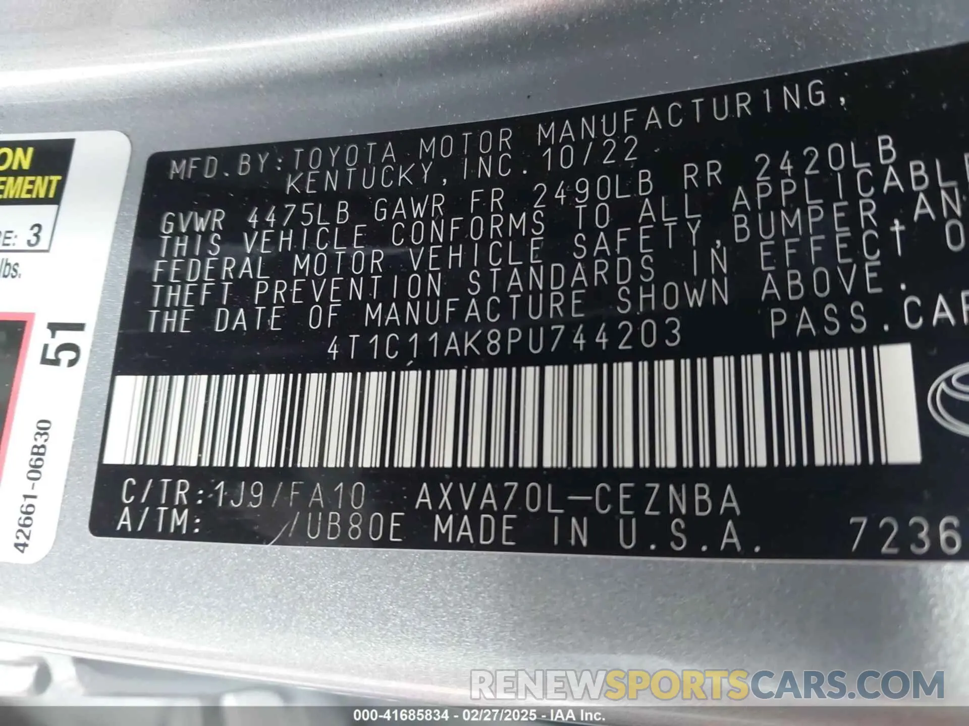 9 Photograph of a damaged car 4T1C11AK8PU744203 TOYOTA CAMRY 2023