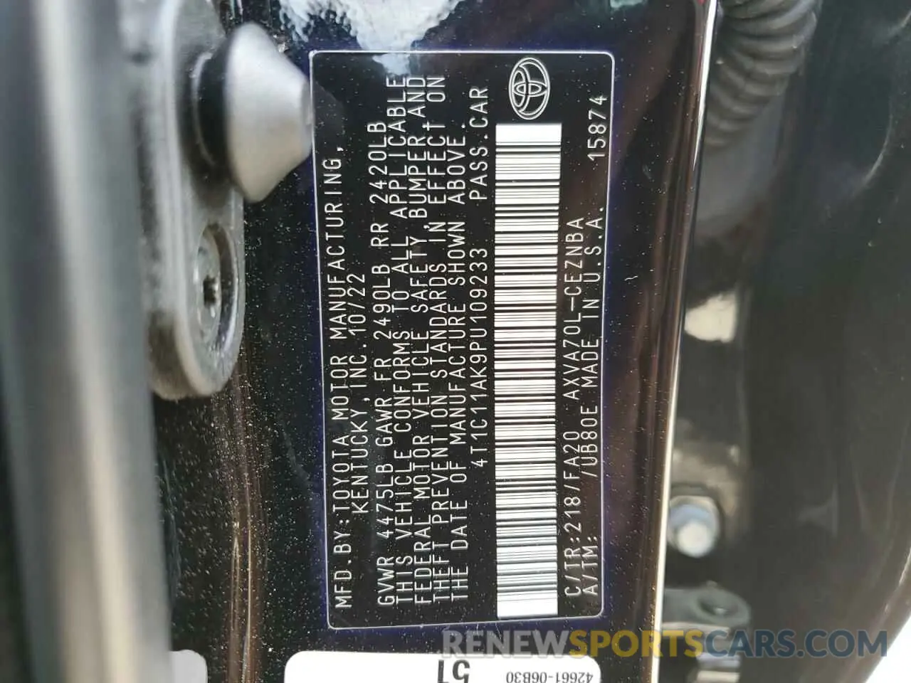 13 Фотография поврежденного автомобиля 4T1C11AK9PU109233 TOYOTA CAMRY 2023