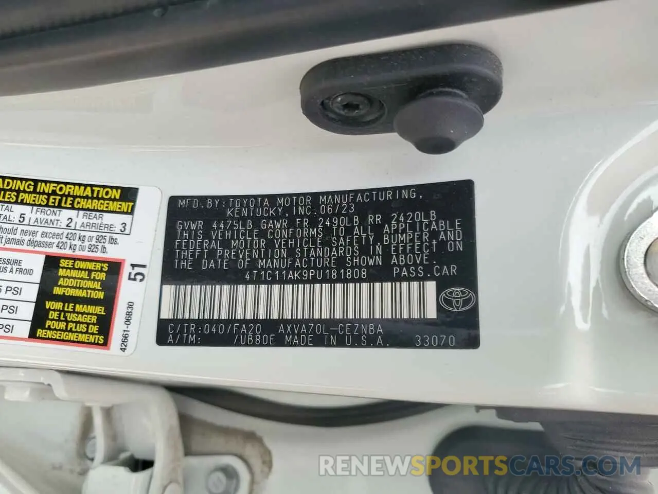 14 Photograph of a damaged car 4T1C11AK9PU181808 TOYOTA CAMRY 2023