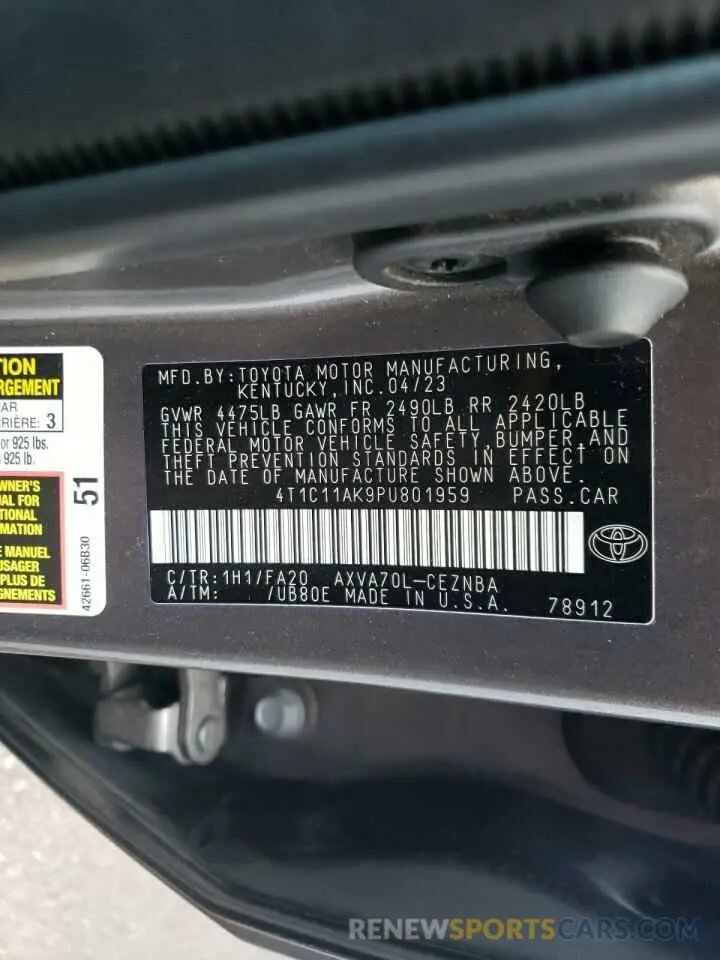 12 Photograph of a damaged car 4T1C11AK9PU801959 TOYOTA CAMRY 2023
