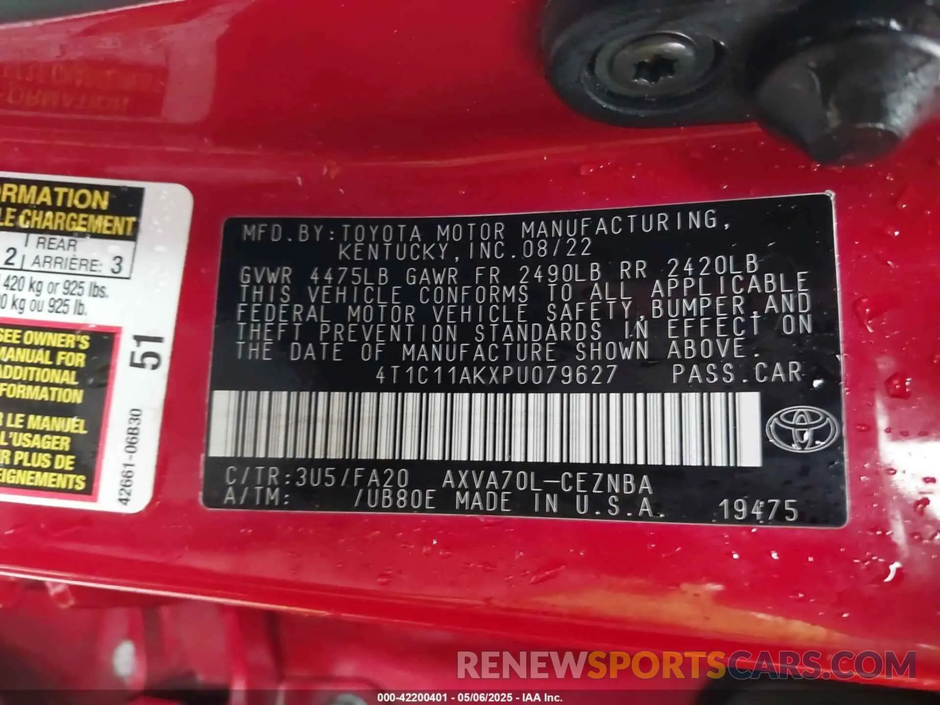 9 Фотография поврежденного автомобиля 4T1C11AKXPU079627 TOYOTA CAMRY 2023