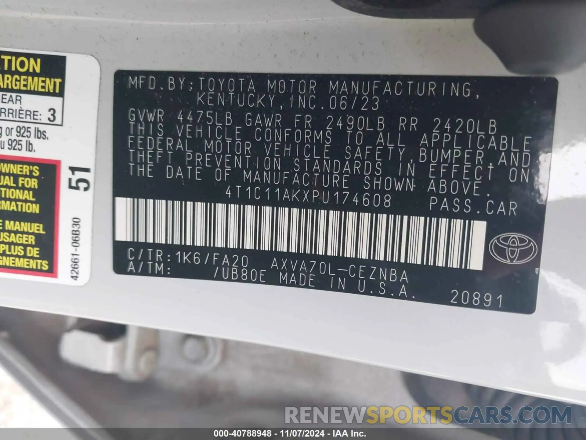 9 Фотография поврежденного автомобиля 4T1C11AKXPU174608 TOYOTA CAMRY 2023