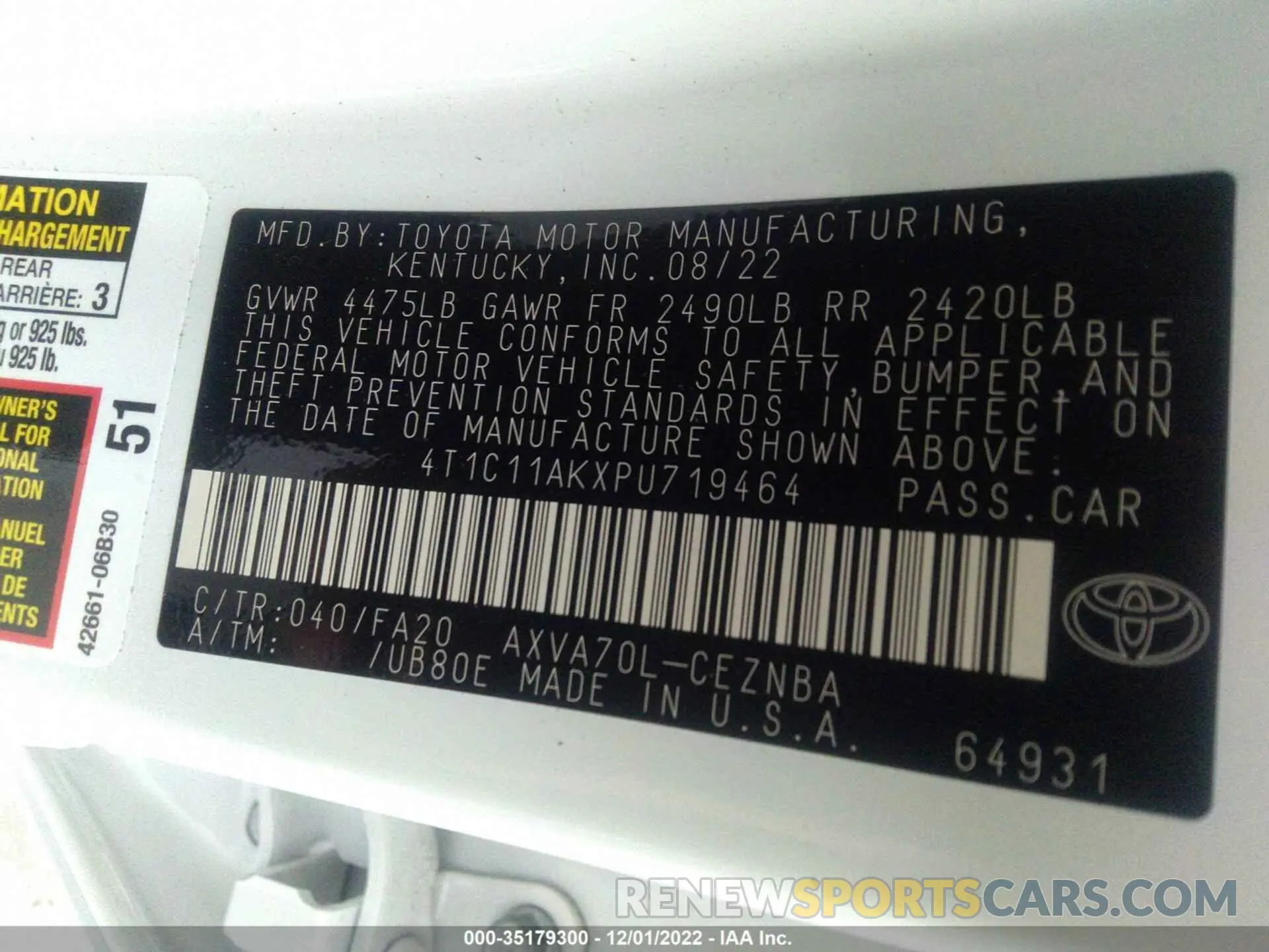 9 Фотография поврежденного автомобиля 4T1C11AKXPU719464 TOYOTA CAMRY 2023