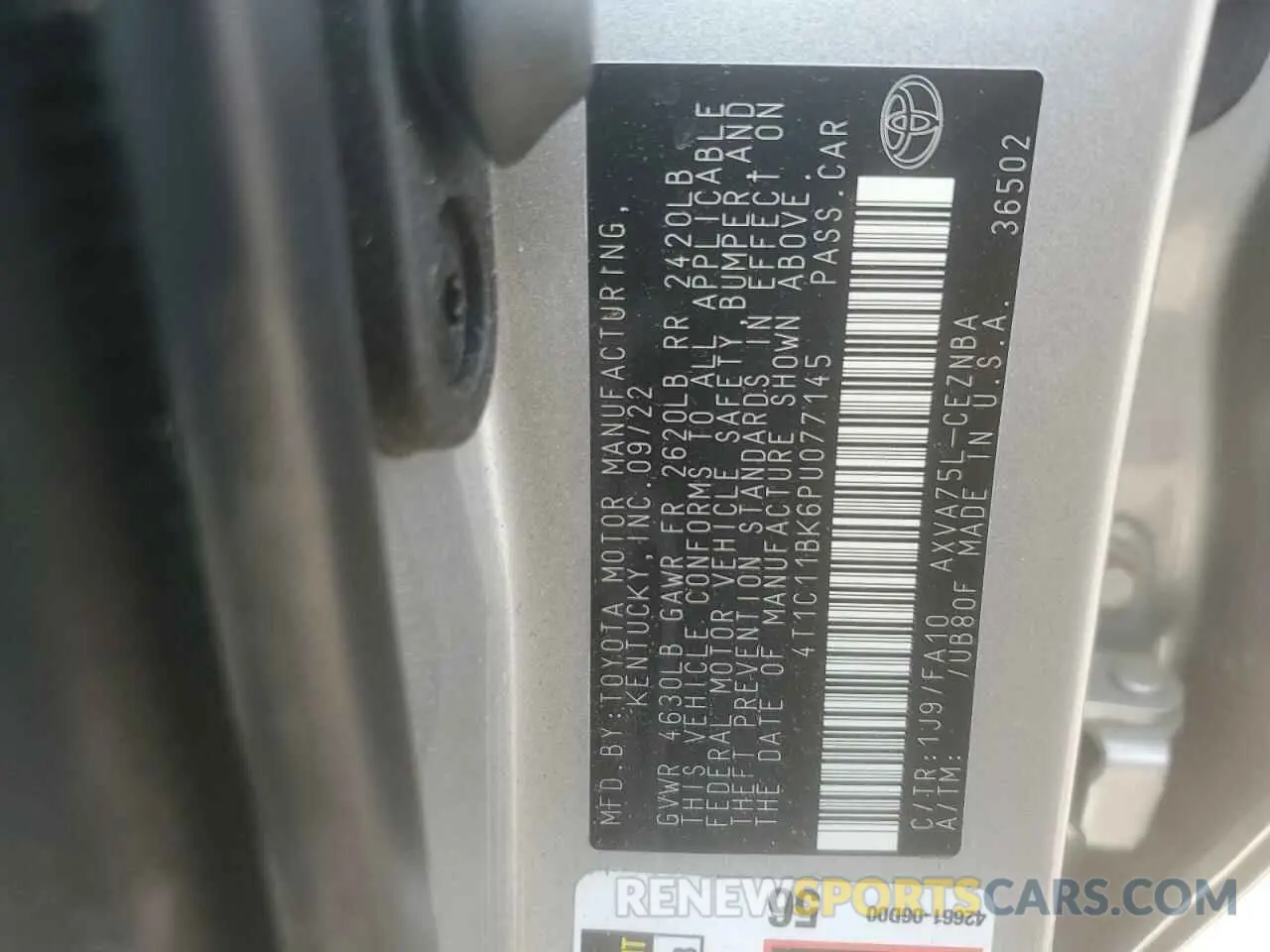 12 Photograph of a damaged car 4T1C11BK6PU077145 TOYOTA CAMRY 2023
