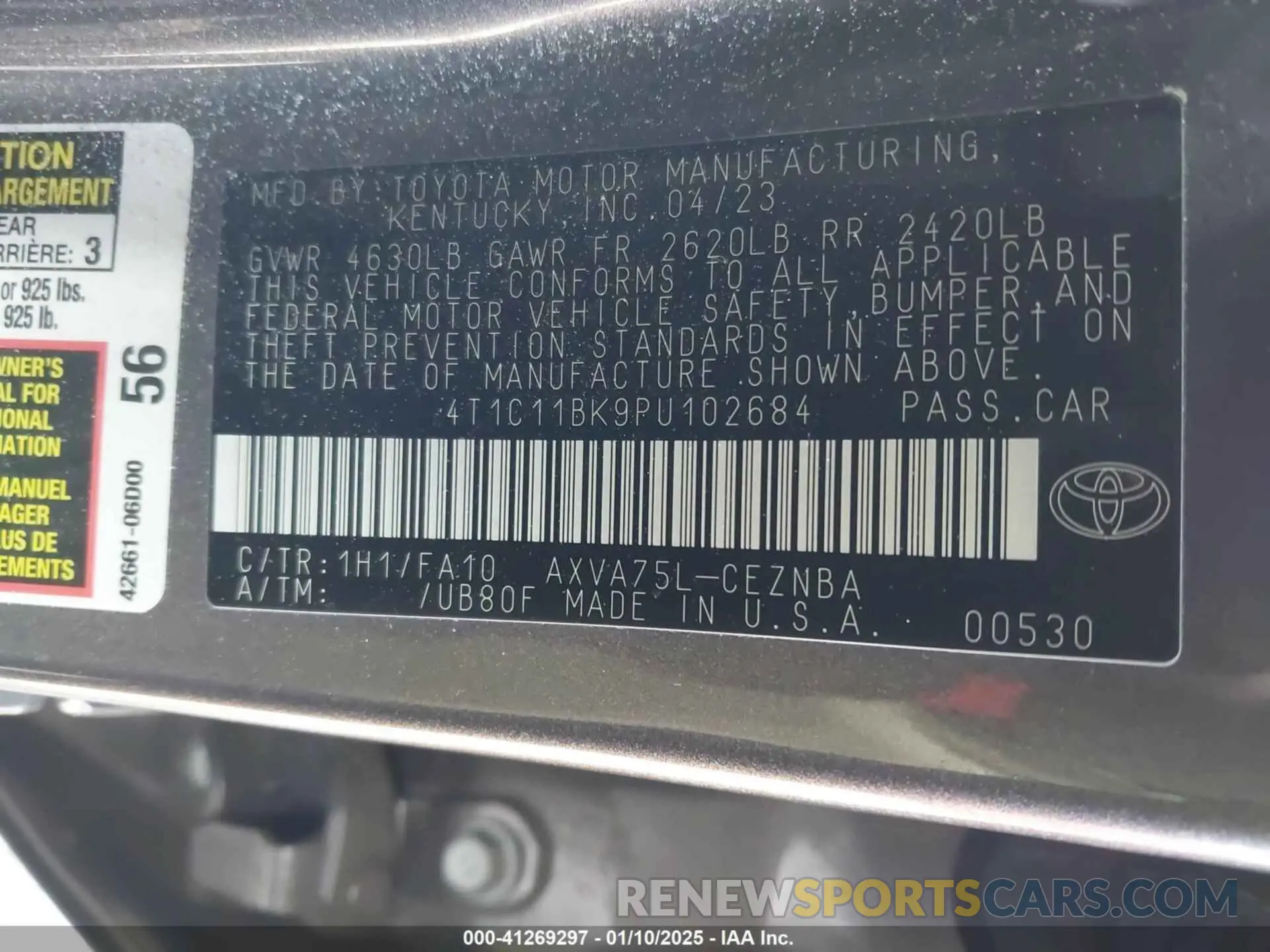 9 Photograph of a damaged car 4T1C11BK9PU102684 TOYOTA CAMRY 2023