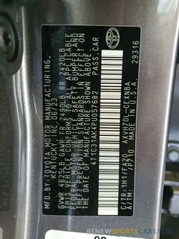 12 Photograph of a damaged car 4T1C31AK4PU057682 TOYOTA CAMRY 2023