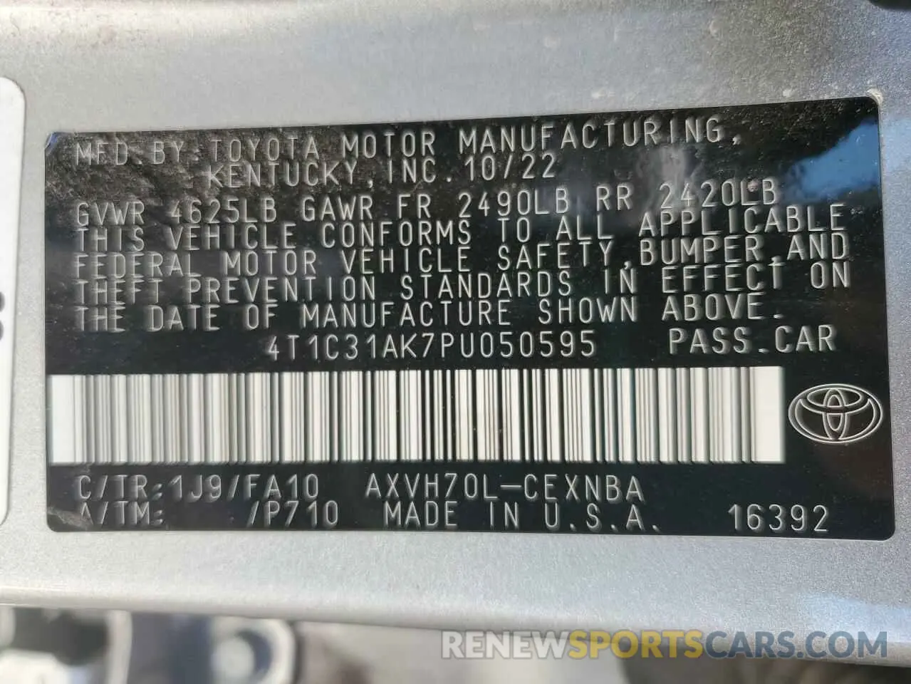 12 Фотография поврежденного автомобиля 4T1C31AK7PU050595 TOYOTA CAMRY 2023