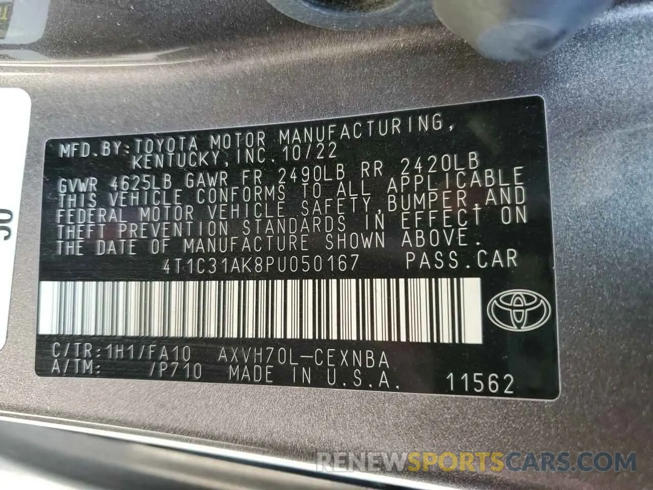 12 Photograph of a damaged car 4T1C31AK8PU050167 TOYOTA CAMRY 2023