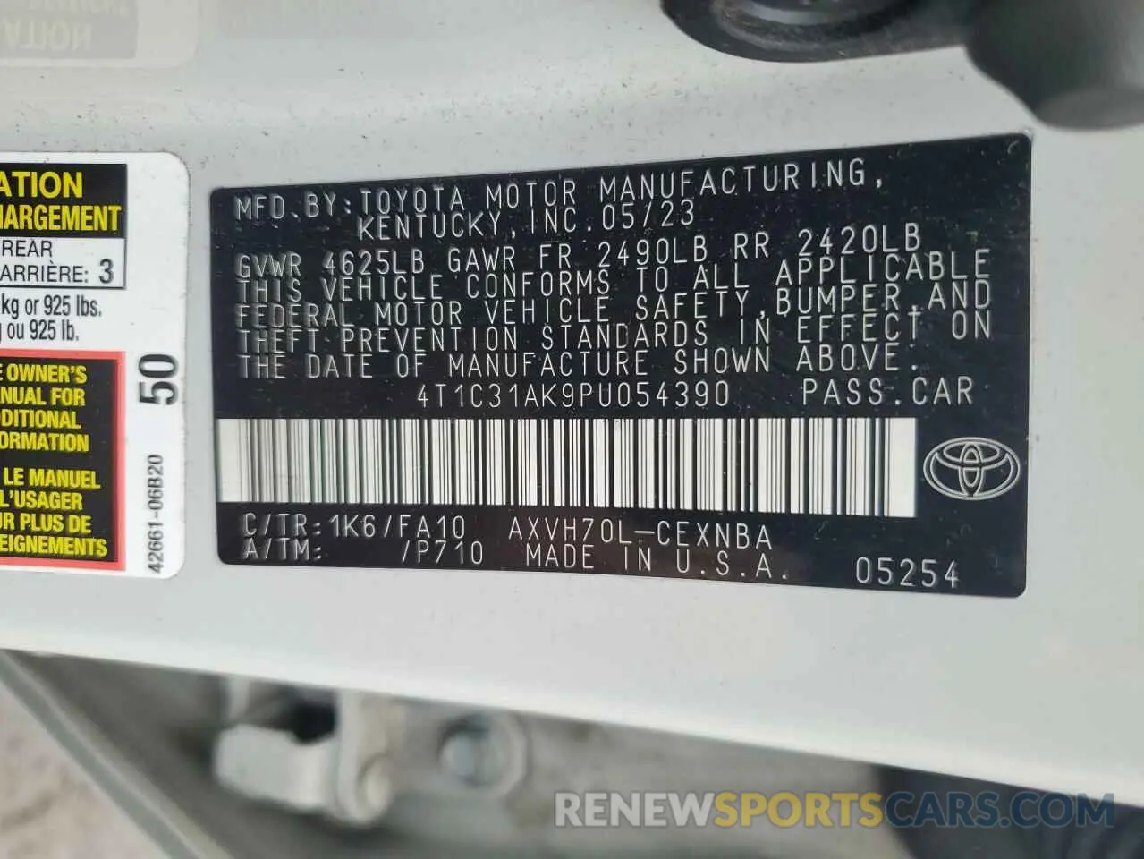13 Фотография поврежденного автомобиля 4T1C31AK9PU054390 TOYOTA CAMRY 2023