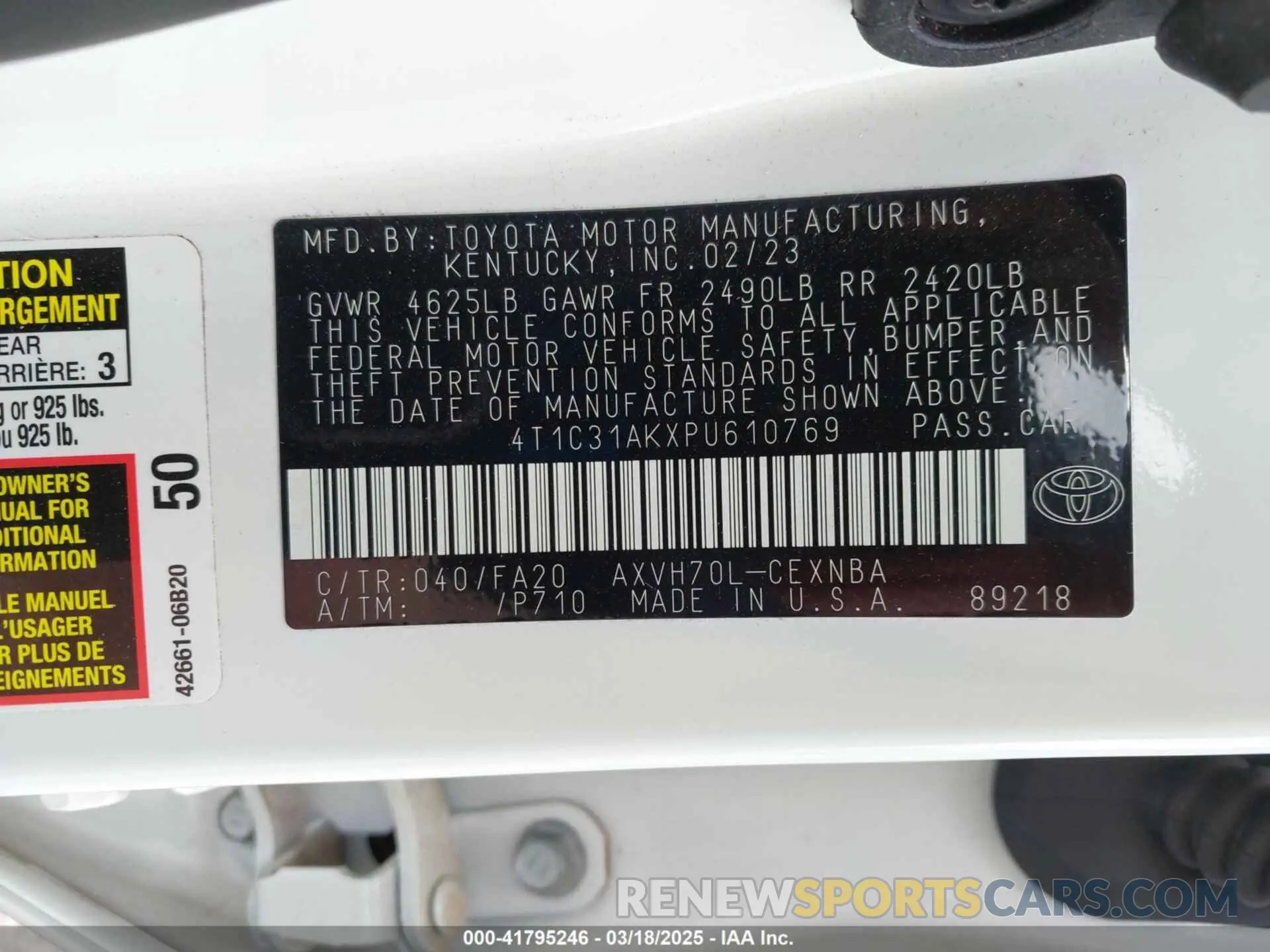 9 Фотография поврежденного автомобиля 4T1C31AKXPU610769 TOYOTA CAMRY 2023