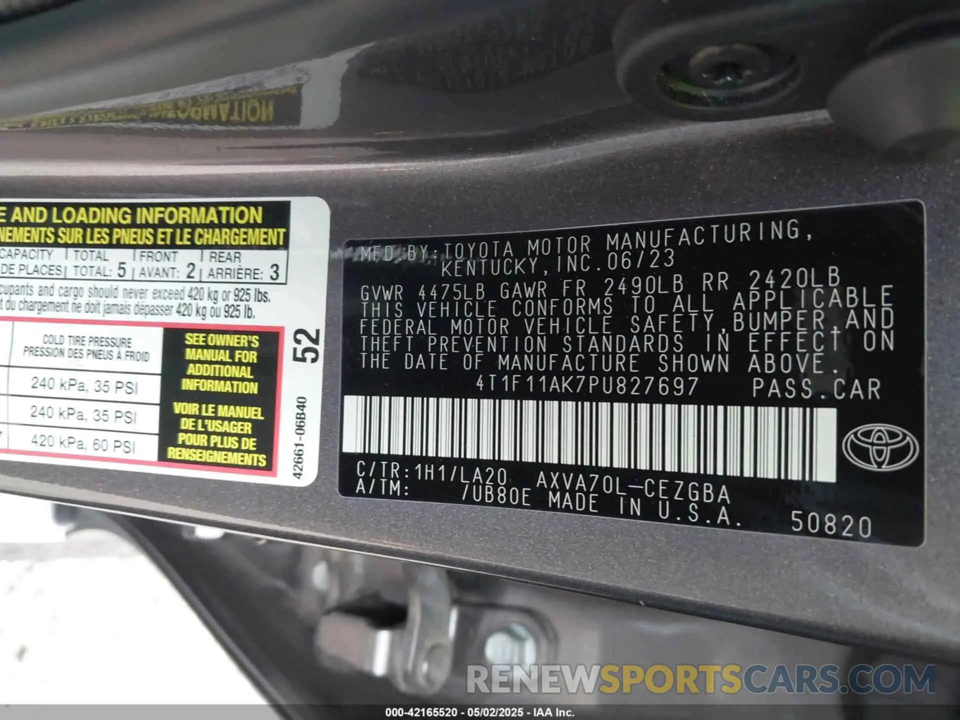 9 Photograph of a damaged car 4T1F11AK7PU827697 TOYOTA CAMRY 2023