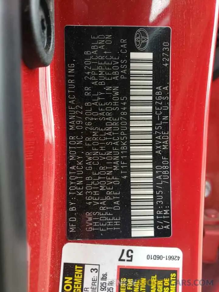 12 Фотография поврежденного автомобиля 4T1F11BK5PU078445 TOYOTA CAMRY 2023