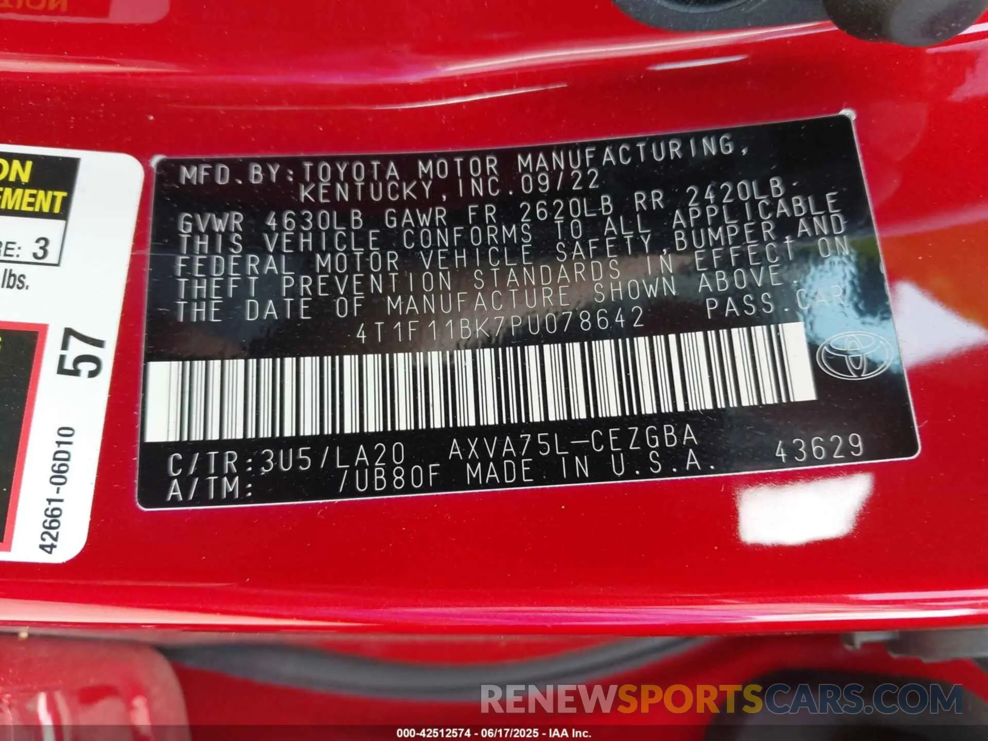 9 Фотография поврежденного автомобиля 4T1F11BK7PU078642 TOYOTA CAMRY 2023