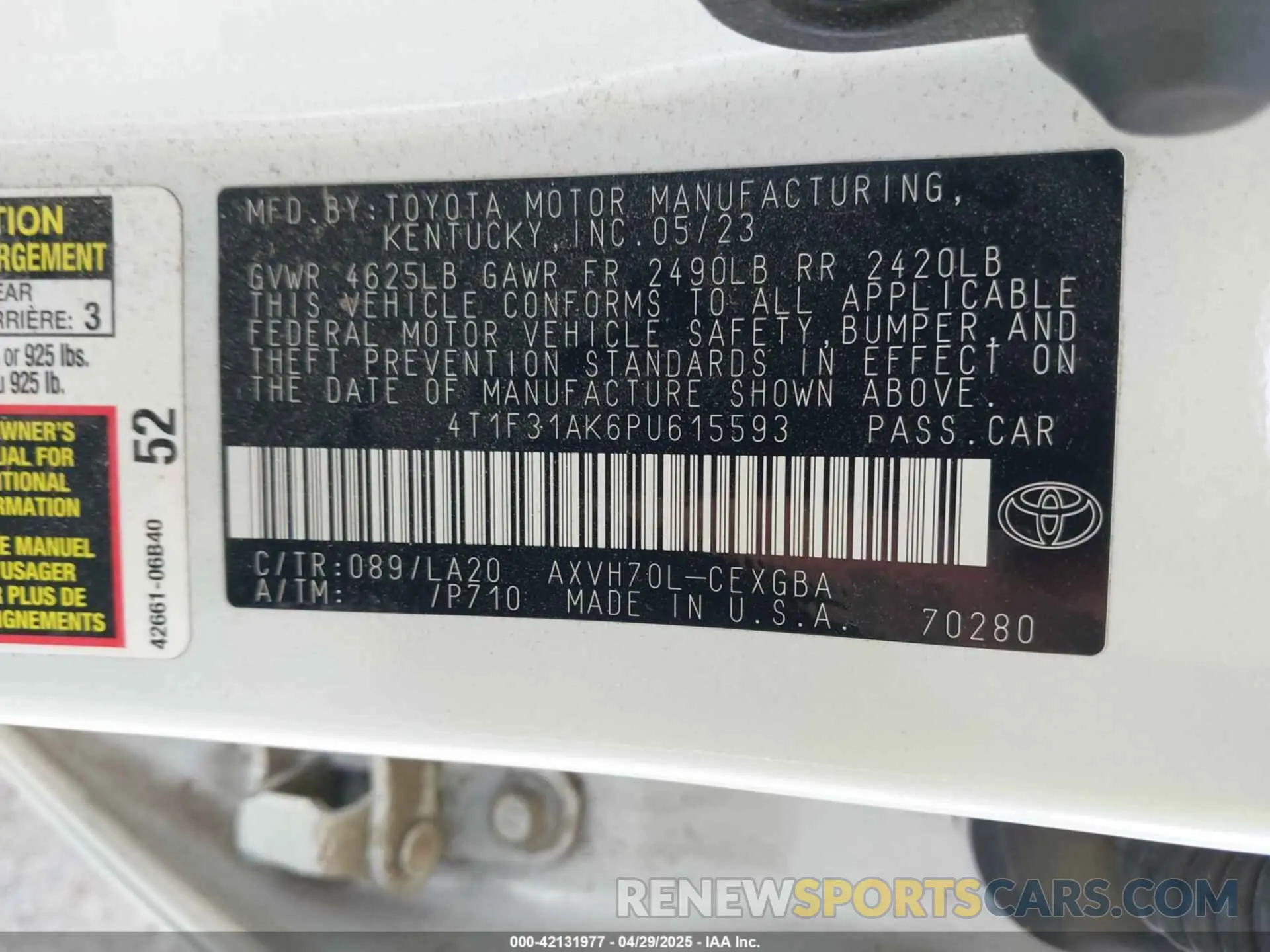 9 Photograph of a damaged car 4T1F31AK6PU615593 TOYOTA CAMRY 2023