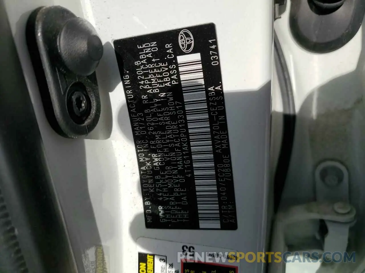 13 Фотография поврежденного автомобиля 4T1G11AK0PU133017 TOYOTA CAMRY 2023