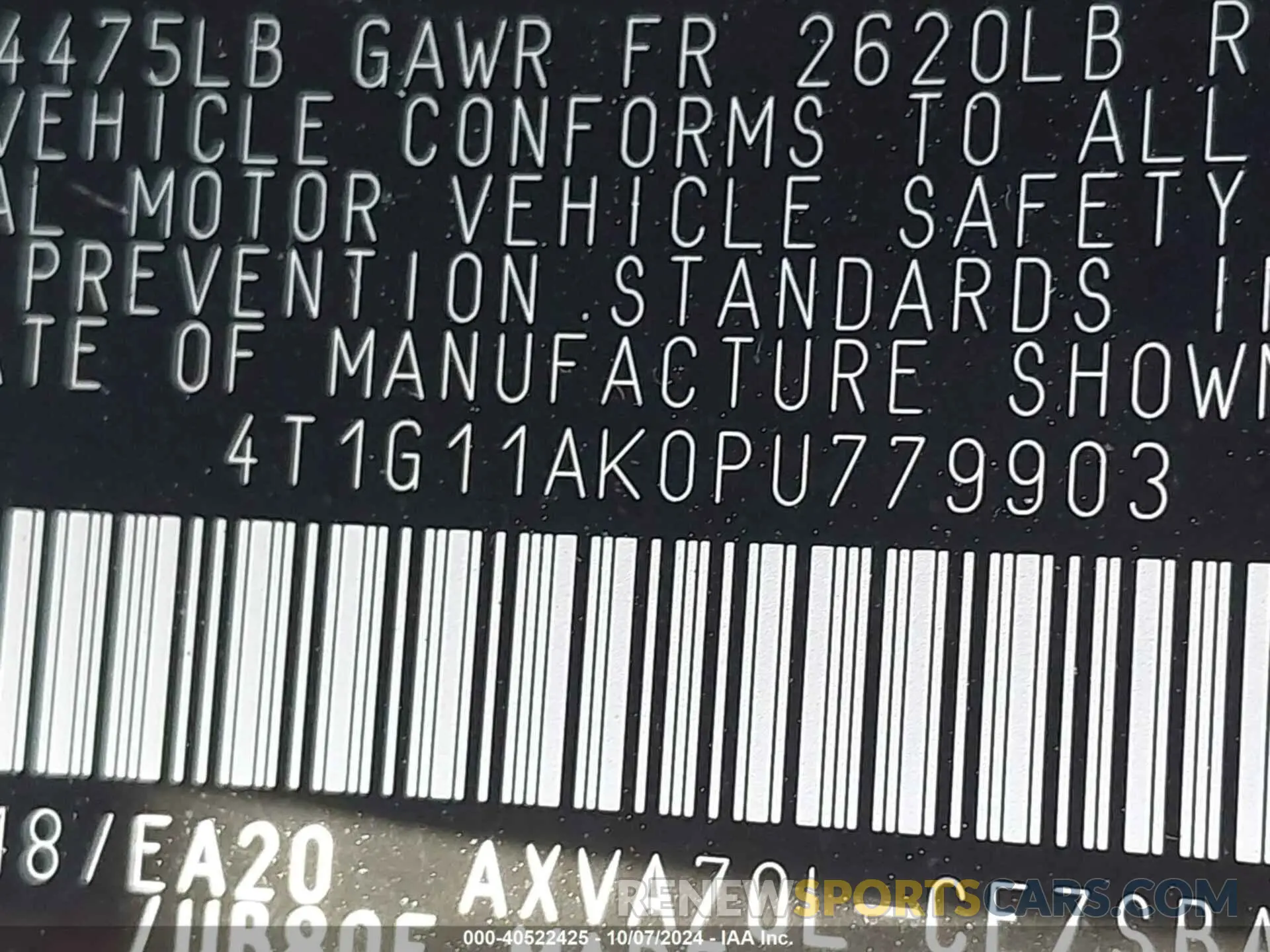 9 Фотография поврежденного автомобиля 4T1G11AK0PU779903 TOYOTA CAMRY 2023