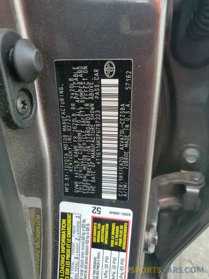 13 Фотография поврежденного автомобиля 4T1G11AK0PU787323 TOYOTA CAMRY 2023