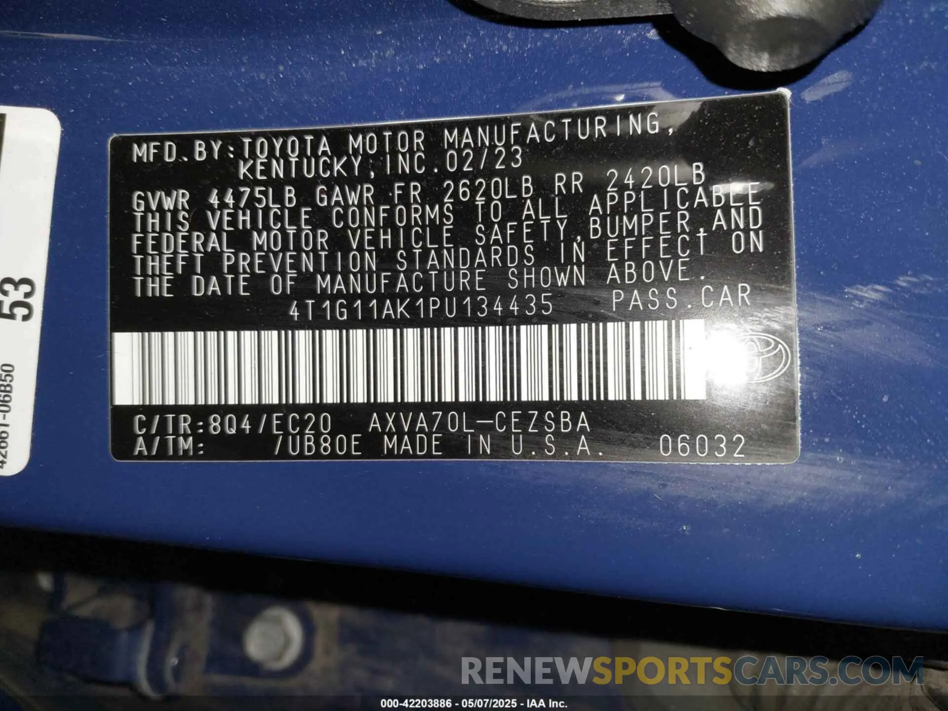 9 Photograph of a damaged car 4T1G11AK1PU134435 TOYOTA CAMRY 2023