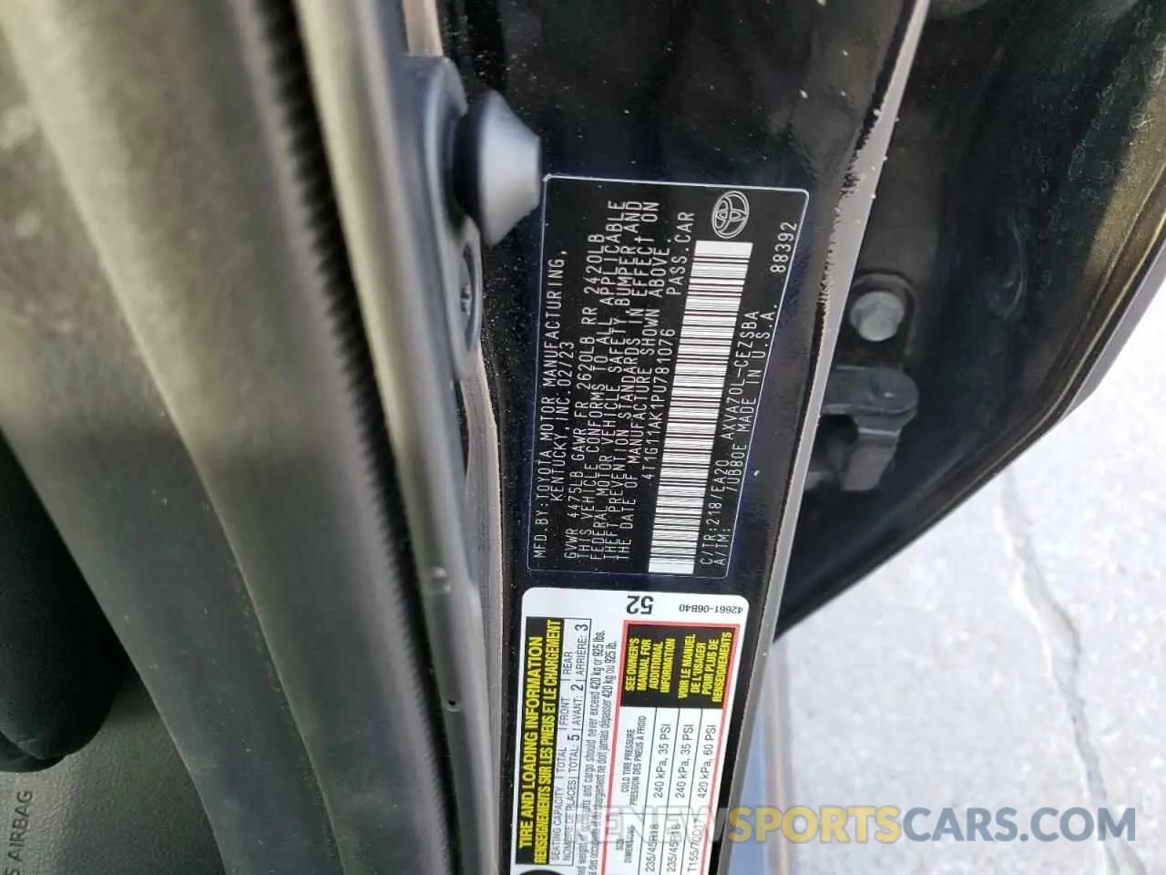 13 Фотография поврежденного автомобиля 4T1G11AK1PU781076 TOYOTA CAMRY 2023