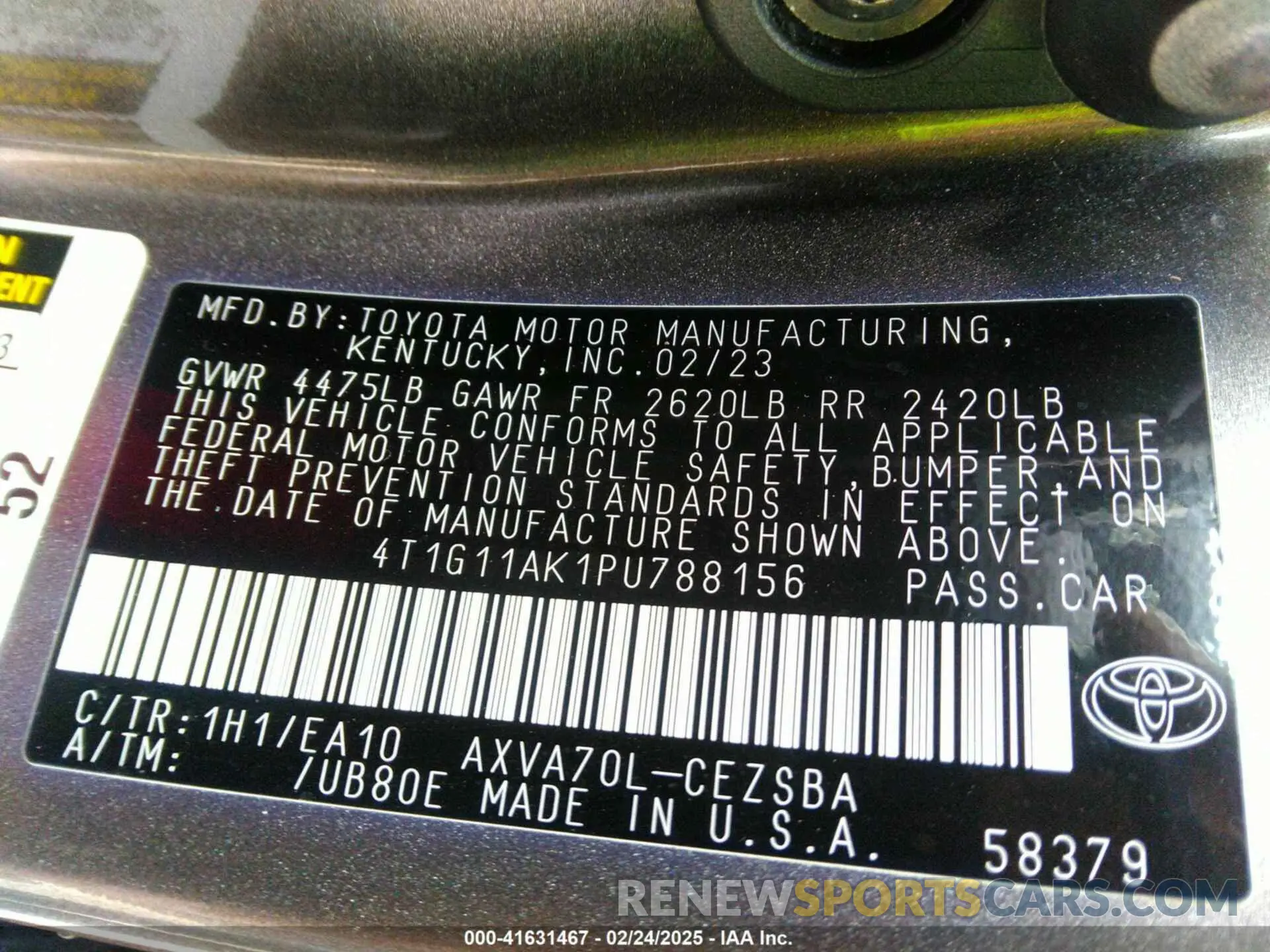 9 Фотография поврежденного автомобиля 4T1G11AK1PU788156 TOYOTA CAMRY 2023