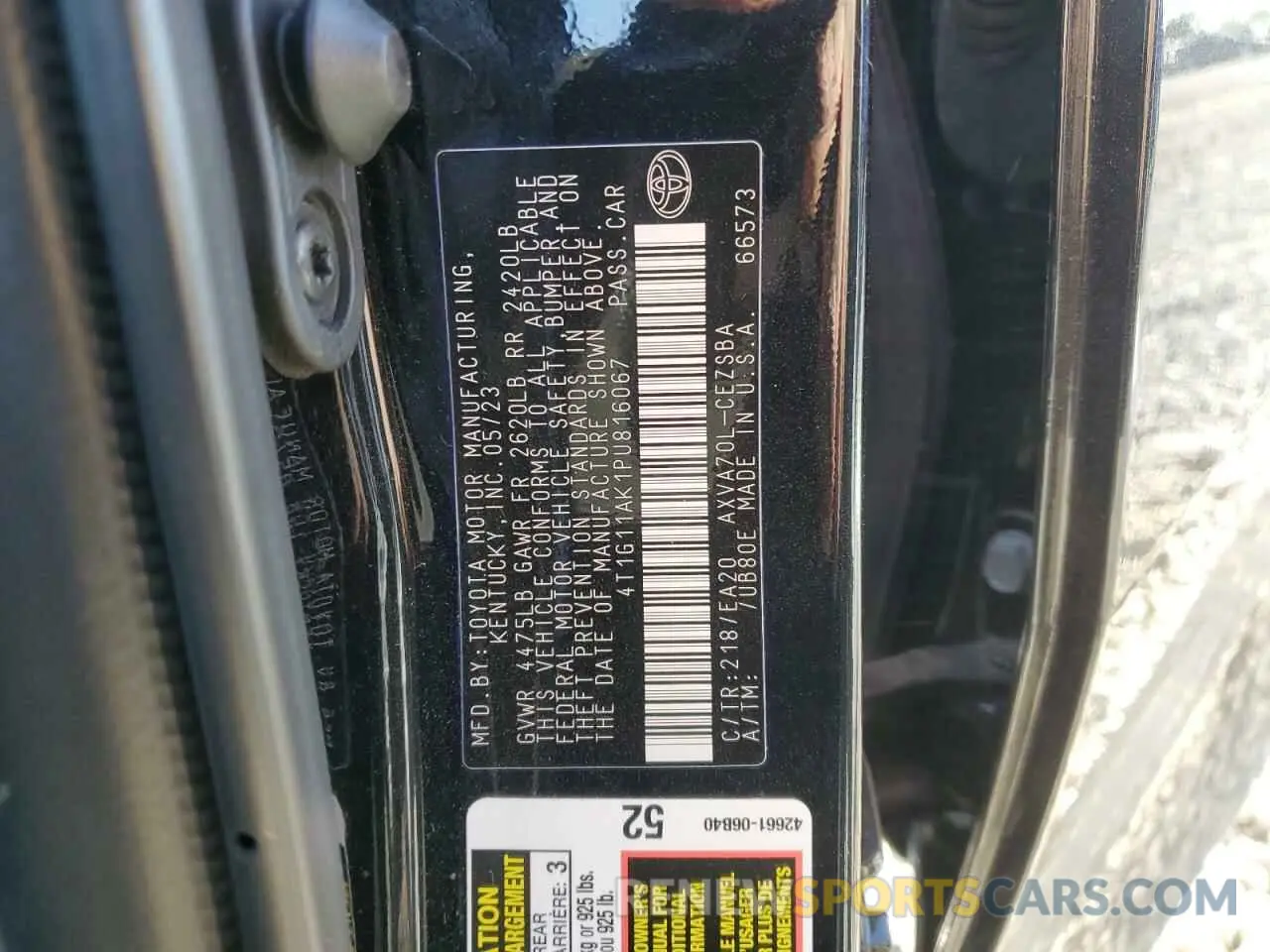 13 Фотография поврежденного автомобиля 4T1G11AK1PU816067 TOYOTA CAMRY 2023