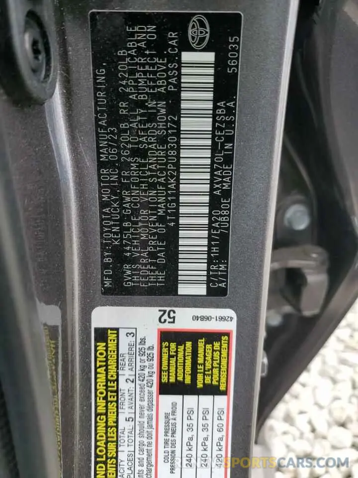 12 Фотография поврежденного автомобиля 4T1G11AK2PU830172 TOYOTA CAMRY 2023