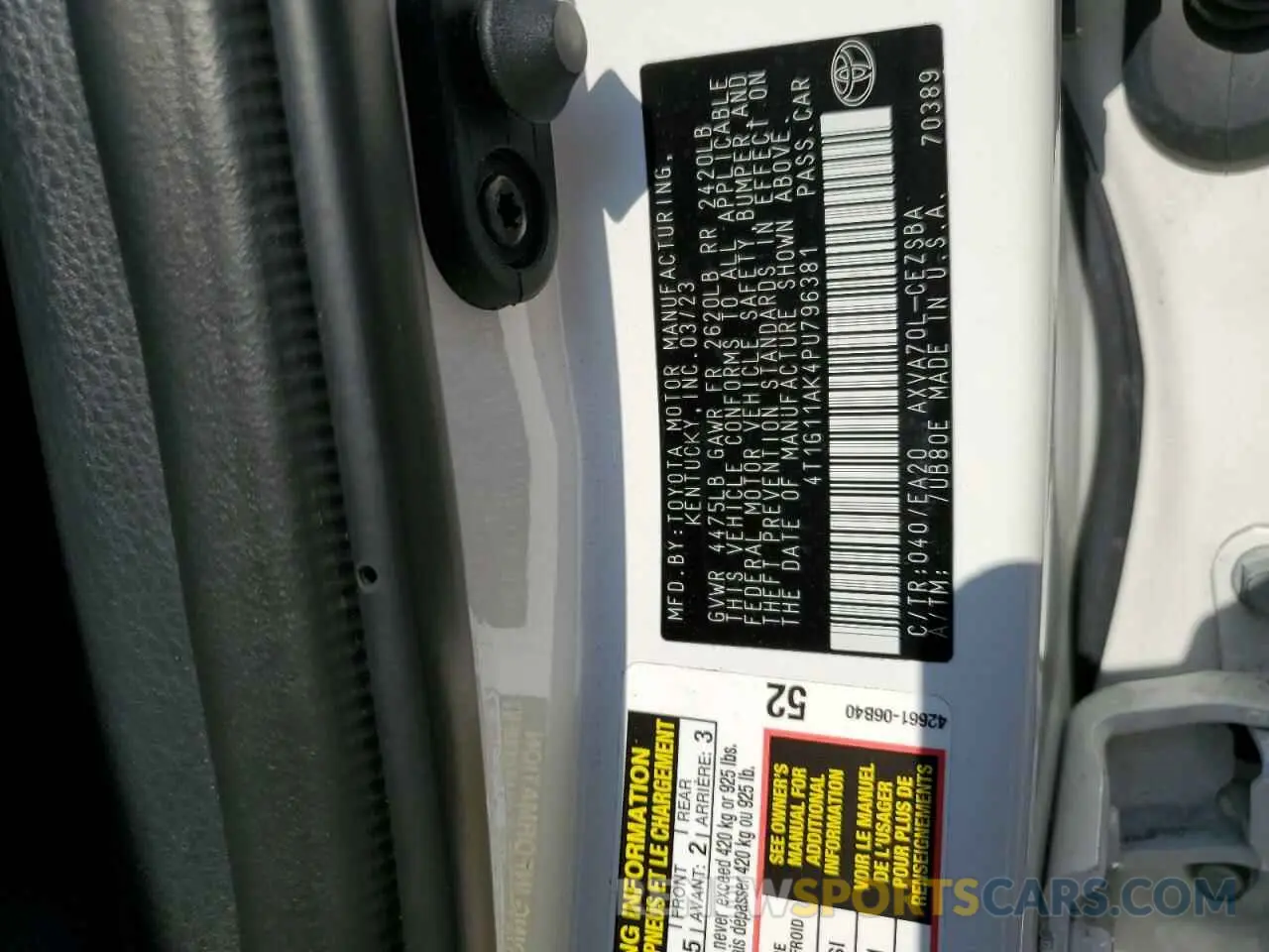 12 Photograph of a damaged car 4T1G11AK4PU796381 TOYOTA CAMRY 2023
