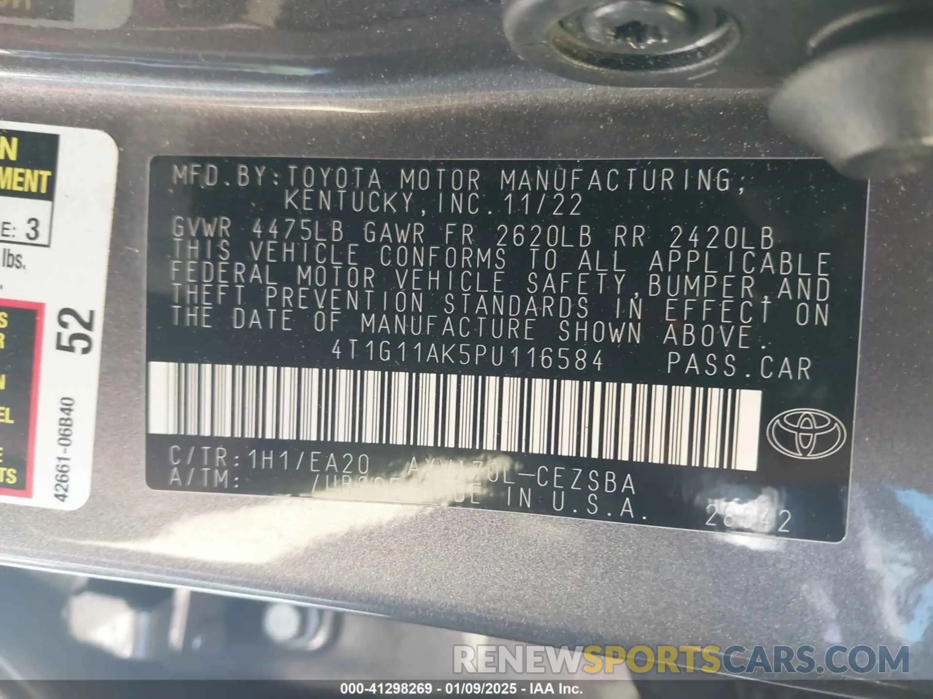 9 Фотография поврежденного автомобиля 4T1G11AK5PU116584 TOYOTA CAMRY 2023