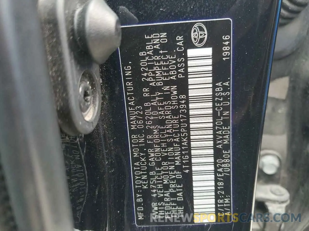 12 Фотография поврежденного автомобиля 4T1G11AK5PU173948 TOYOTA CAMRY 2023