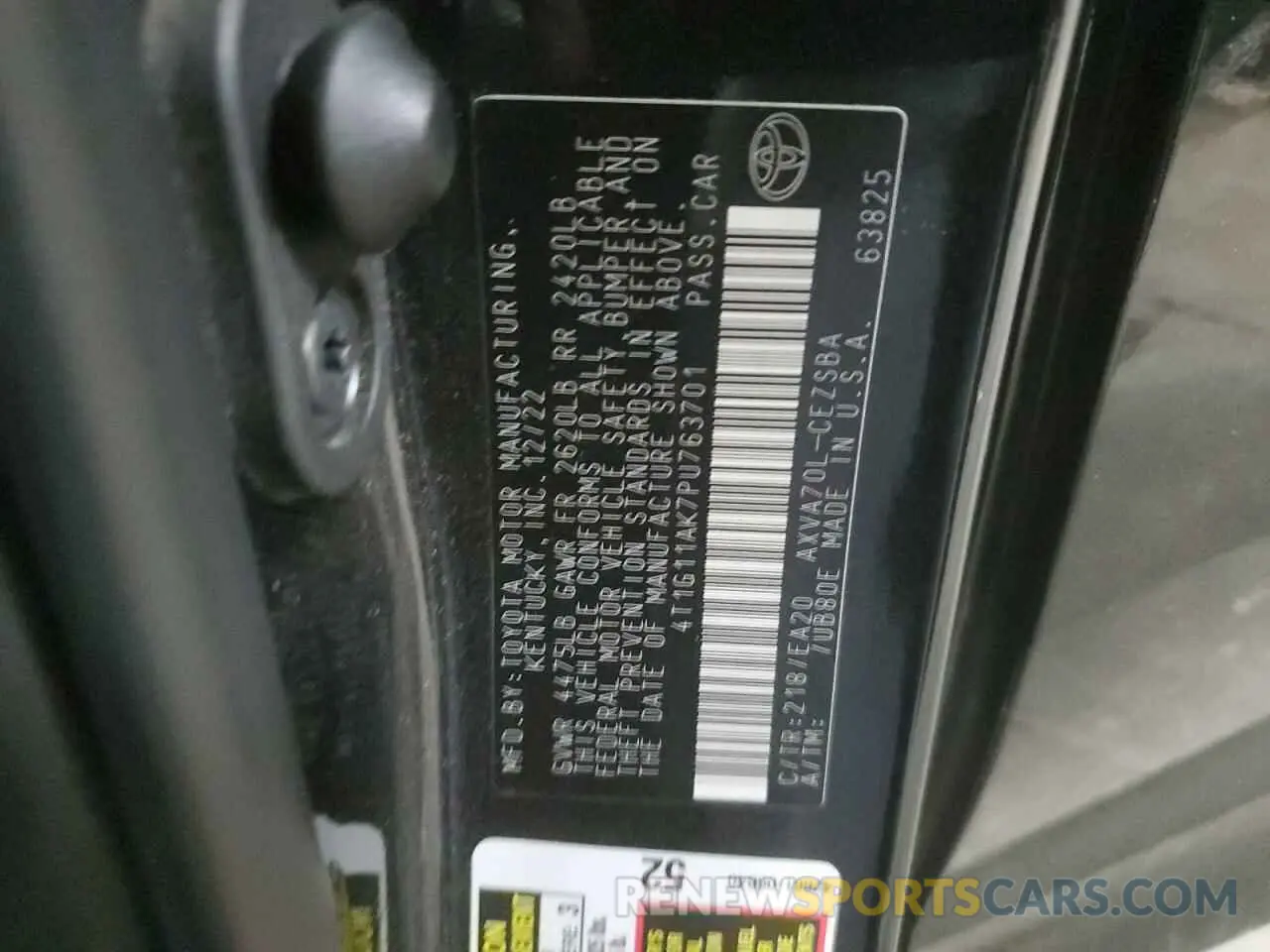 12 Photograph of a damaged car 4T1G11AK7PU763701 TOYOTA CAMRY 2023