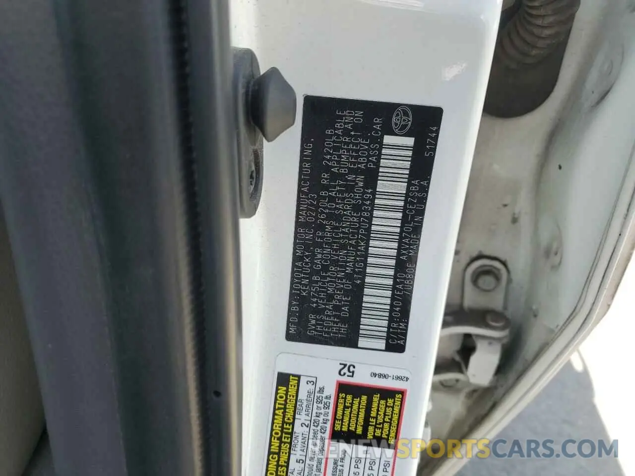 12 Фотография поврежденного автомобиля 4T1G11AK7PU783494 TOYOTA CAMRY 2023