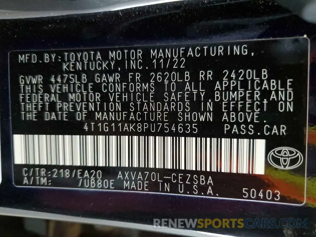 14 Photograph of a damaged car 4T1G11AK8PU754635 TOYOTA CAMRY 2023