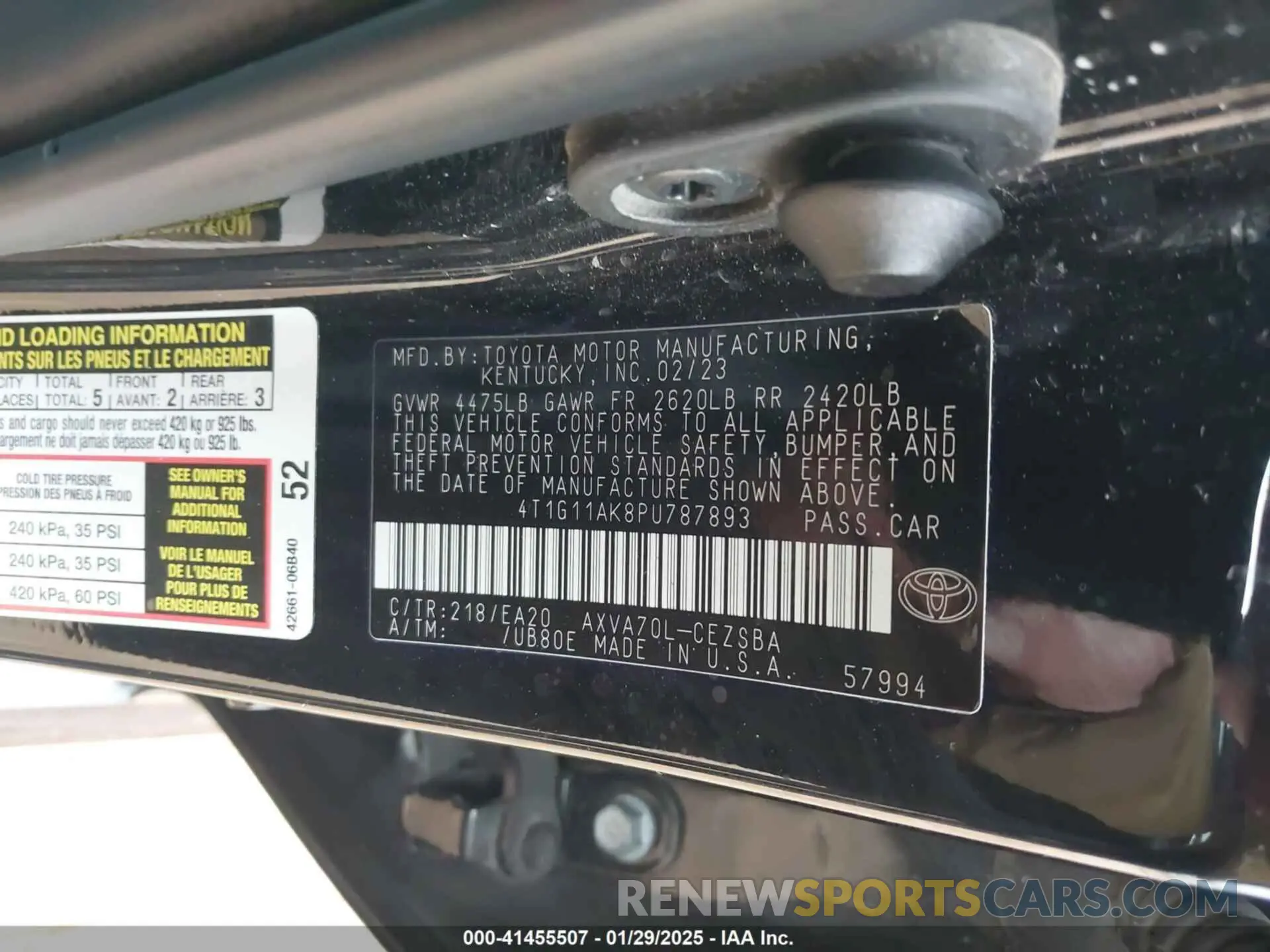 9 Photograph of a damaged car 4T1G11AK8PU787893 TOYOTA CAMRY 2023