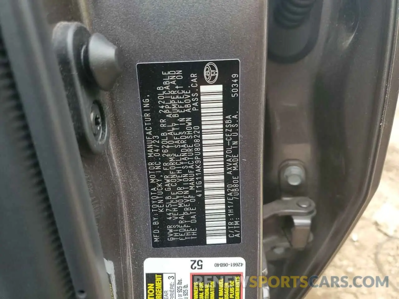 12 Photograph of a damaged car 4T1G11AK9PU808220 TOYOTA CAMRY 2023