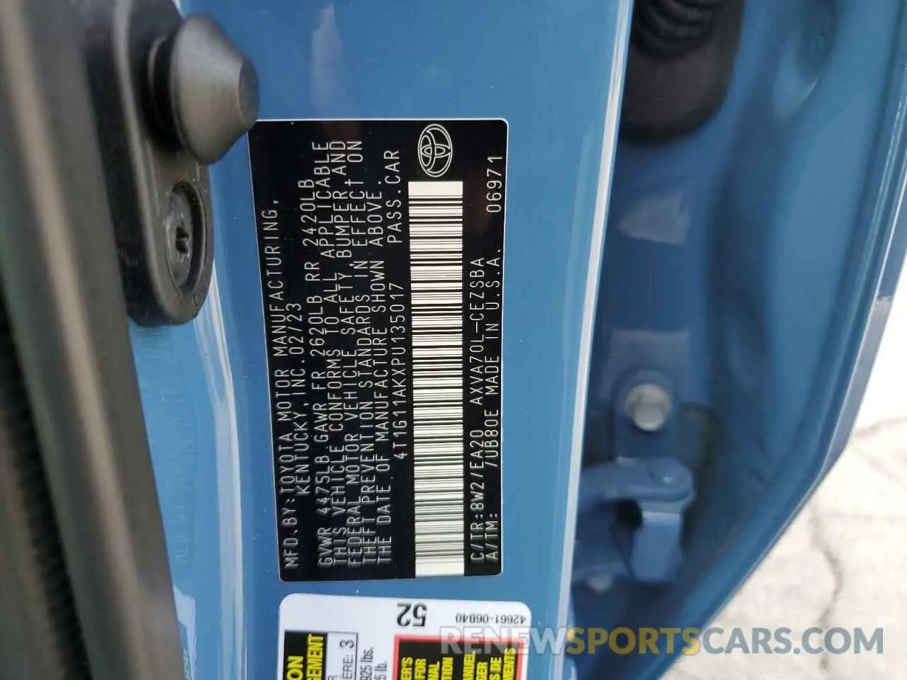 12 Photograph of a damaged car 4T1G11AKXPU135017 TOYOTA CAMRY 2023