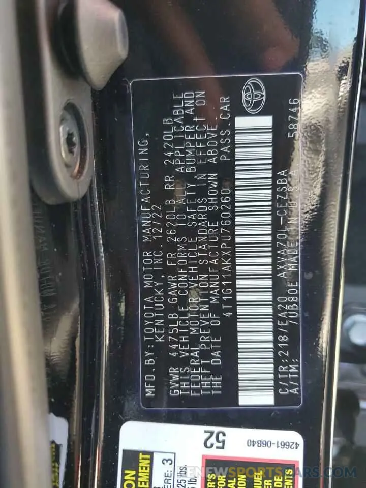 13 Photograph of a damaged car 4T1G11AKXPU760260 TOYOTA CAMRY 2023