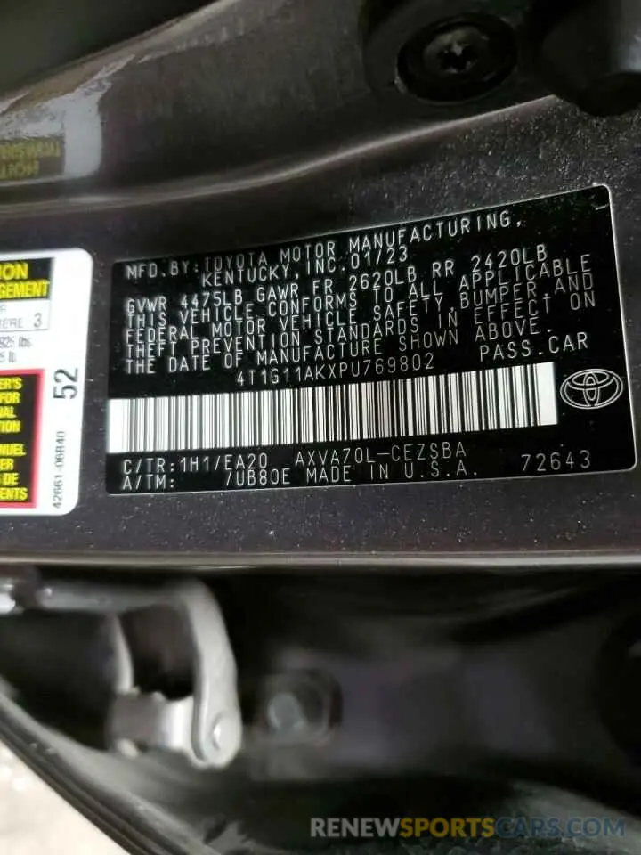12 Photograph of a damaged car 4T1G11AKXPU769802 TOYOTA CAMRY 2023