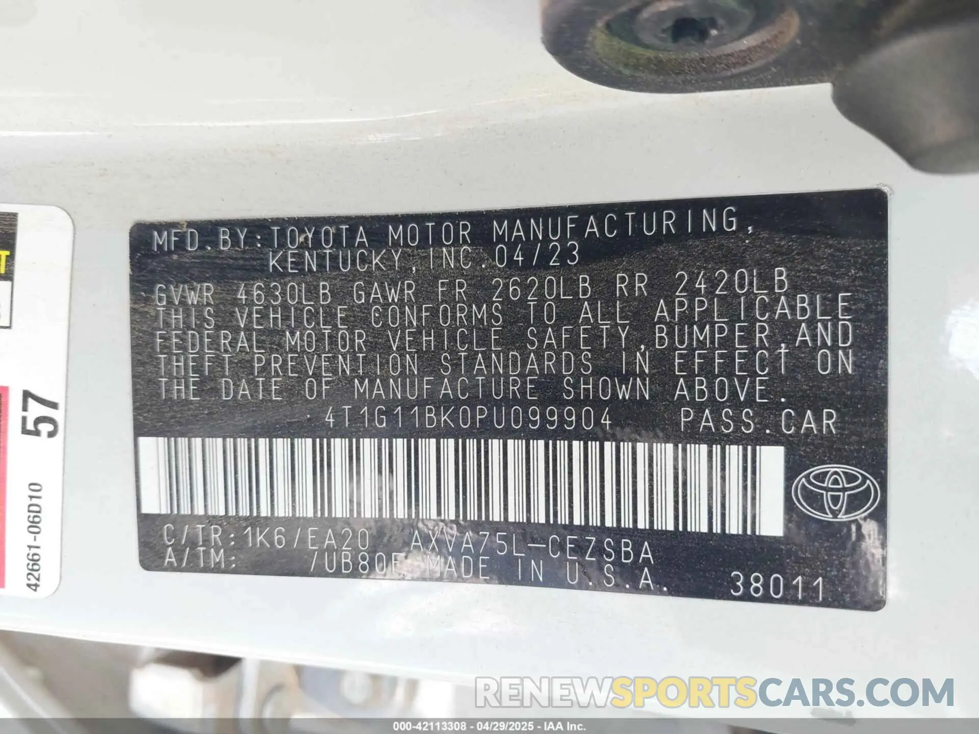 9 Фотография поврежденного автомобиля 4T1G11BK0PU099904 TOYOTA CAMRY 2023