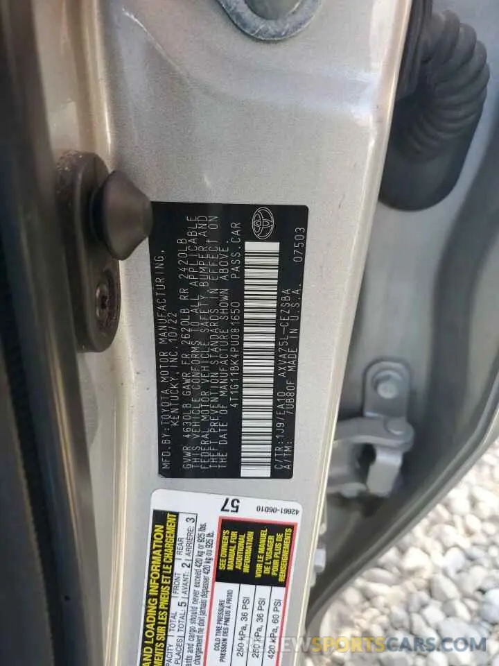 12 Photograph of a damaged car 4T1G11BK4PU081650 TOYOTA CAMRY 2023