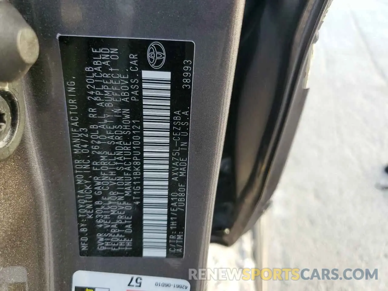 13 Фотография поврежденного автомобиля 4T1G11BK8PU100121 TOYOTA CAMRY 2023