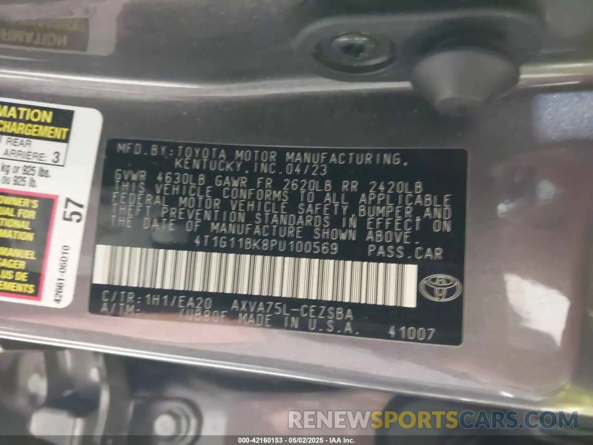 9 Фотография поврежденного автомобиля 4T1G11BK8PU100569 TOYOTA CAMRY 2023