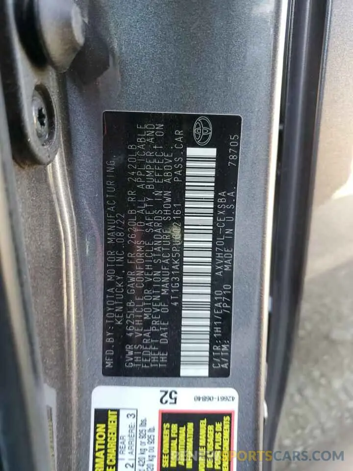 12 Фотография поврежденного автомобиля 4T1G31AK5PU602161 TOYOTA CAMRY 2023