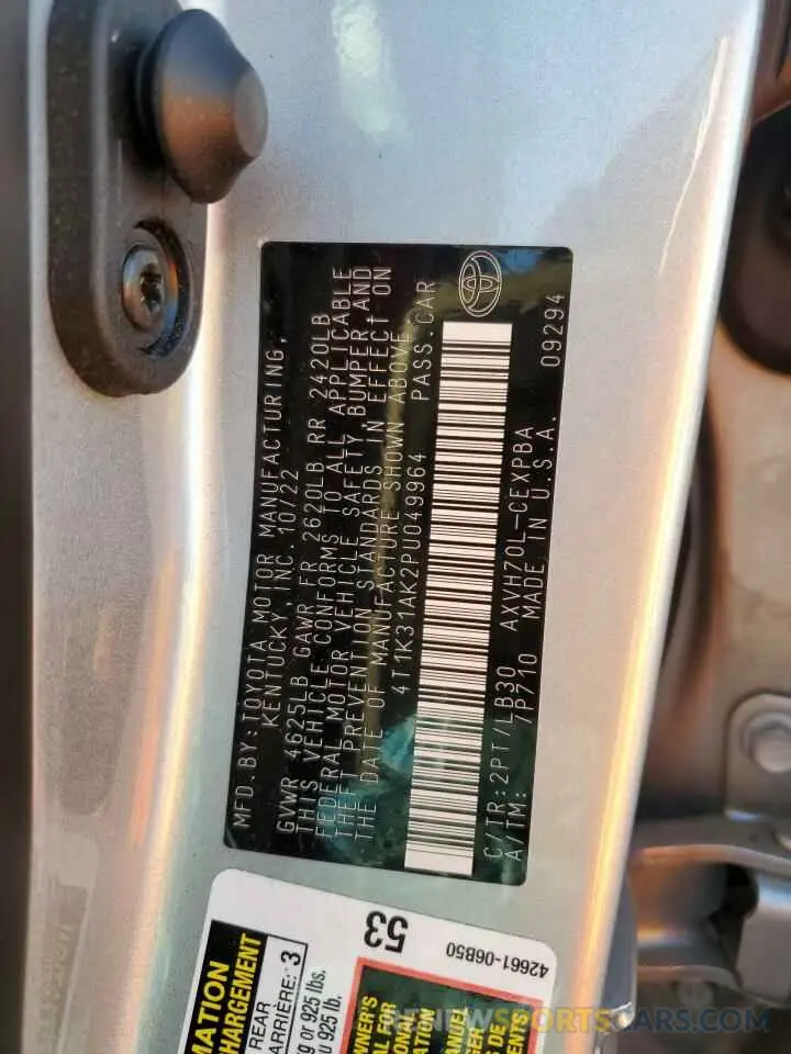 12 Фотография поврежденного автомобиля 4T1K31AK2PU049964 TOYOTA CAMRY 2023