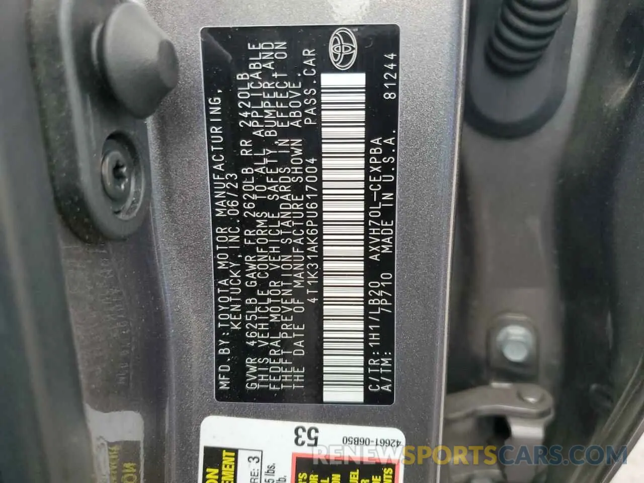13 Photograph of a damaged car 4T1K31AK6PU617004 TOYOTA CAMRY 2023