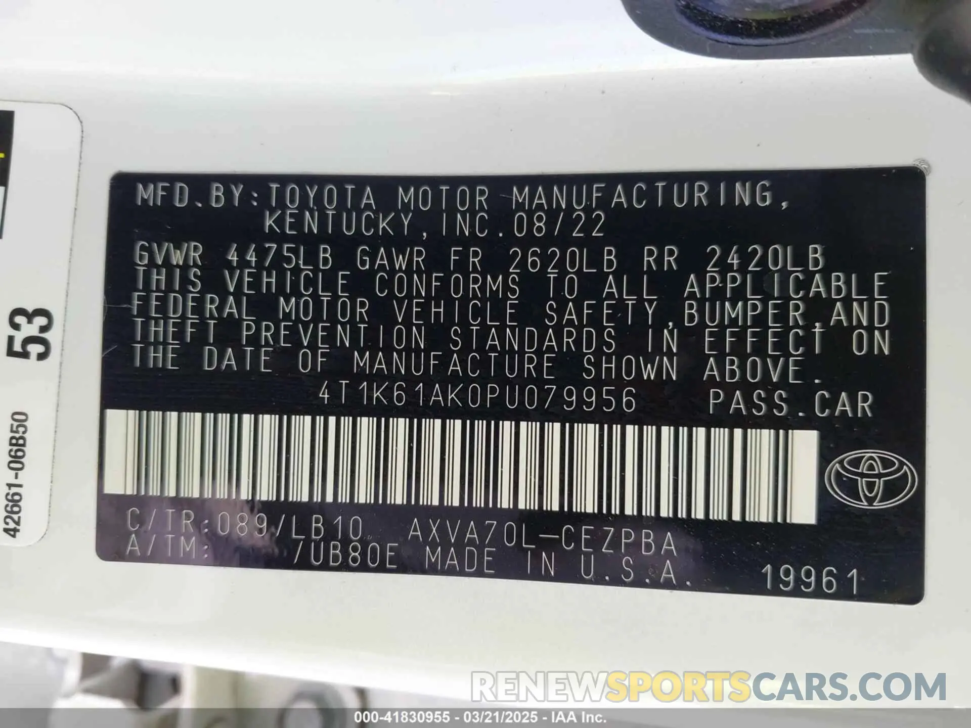 9 Photograph of a damaged car 4T1K61AK0PU079956 TOYOTA CAMRY 2023