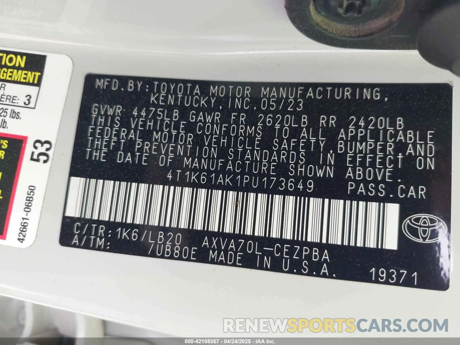9 Photograph of a damaged car 4T1K61AK1PU173649 TOYOTA CAMRY 2023