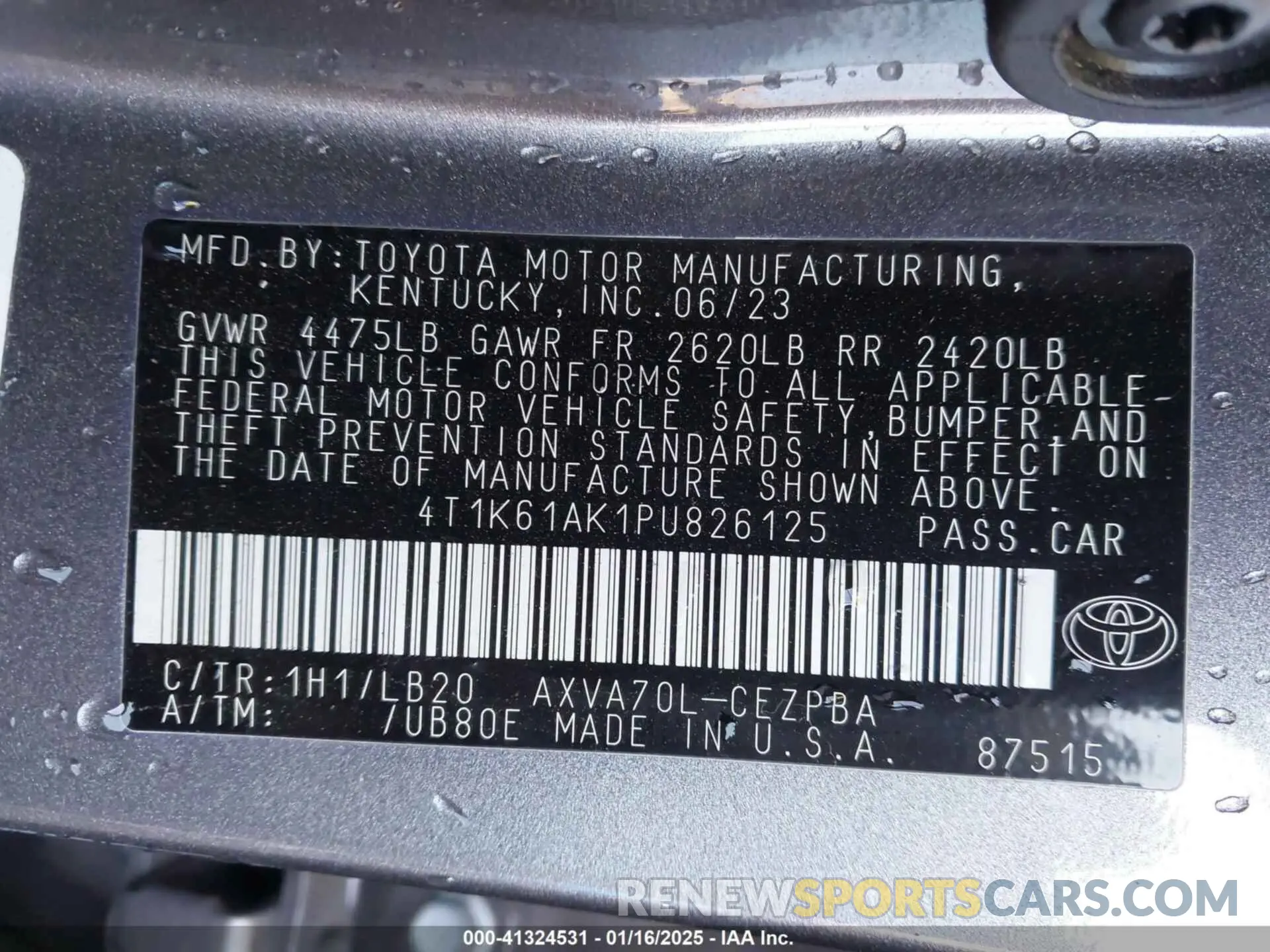 9 Photograph of a damaged car 4T1K61AK1PU826125 TOYOTA CAMRY 2023
