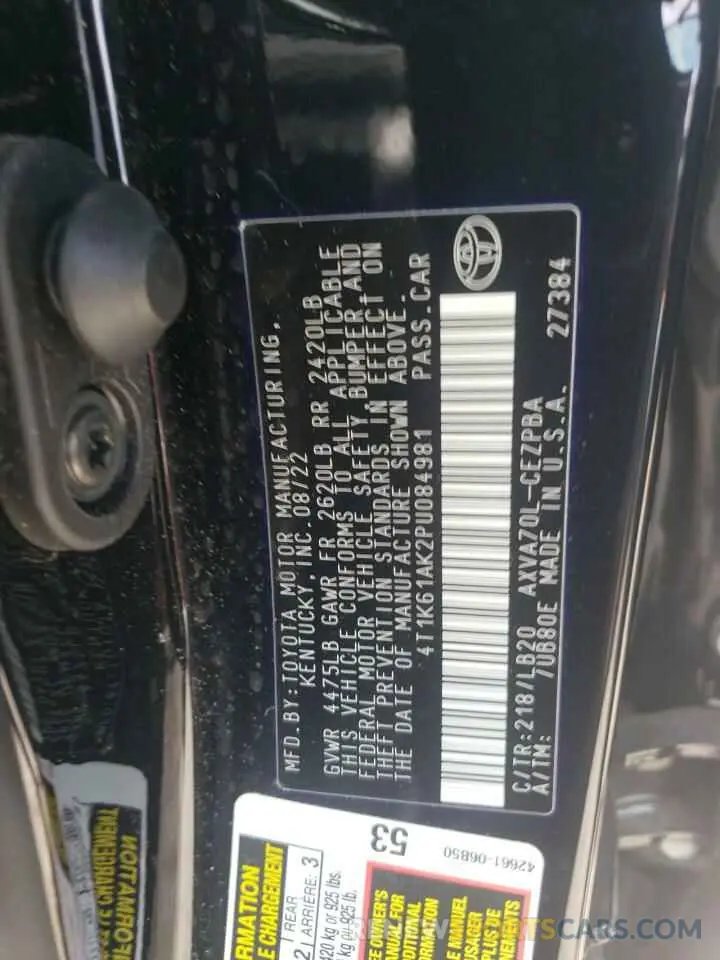 13 Photograph of a damaged car 4T1K61AK2PU084981 TOYOTA CAMRY 2023