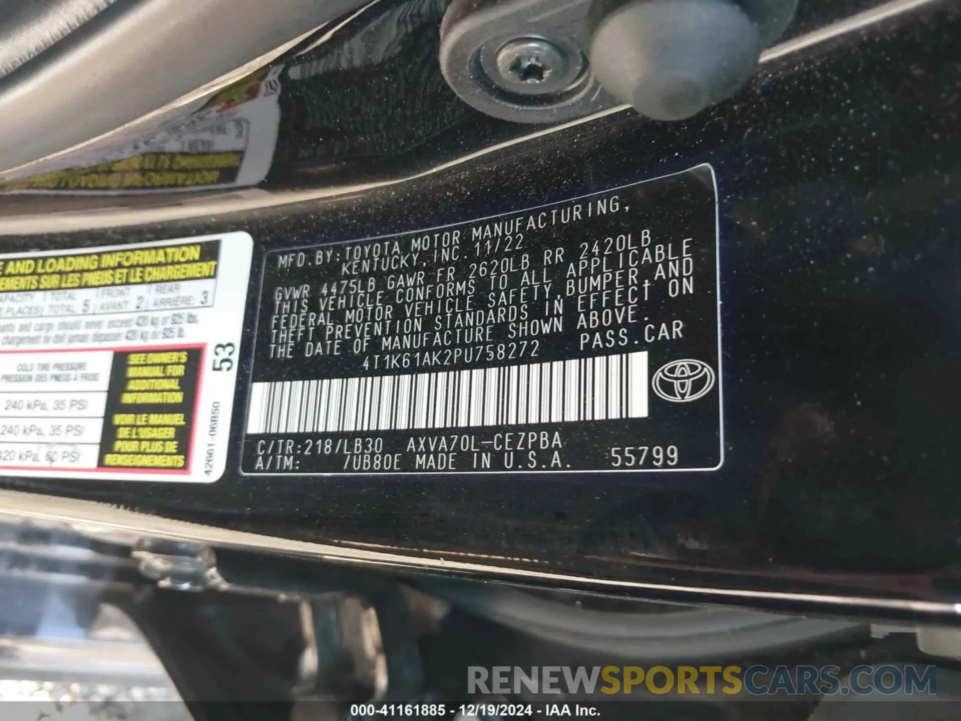9 Photograph of a damaged car 4T1K61AK2PU758272 TOYOTA CAMRY 2023