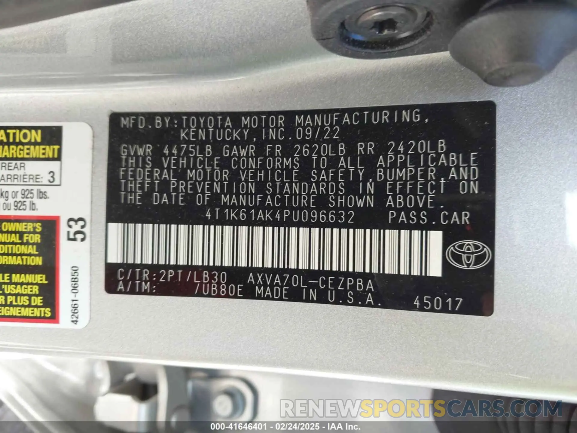 9 Photograph of a damaged car 4T1K61AK4PU096632 TOYOTA CAMRY 2023